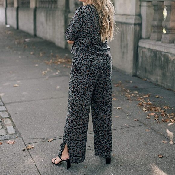 NWT Graceatworth The Drop Women's Gray Animal Print Pull On Pants Size Large - Picture 9 of 9